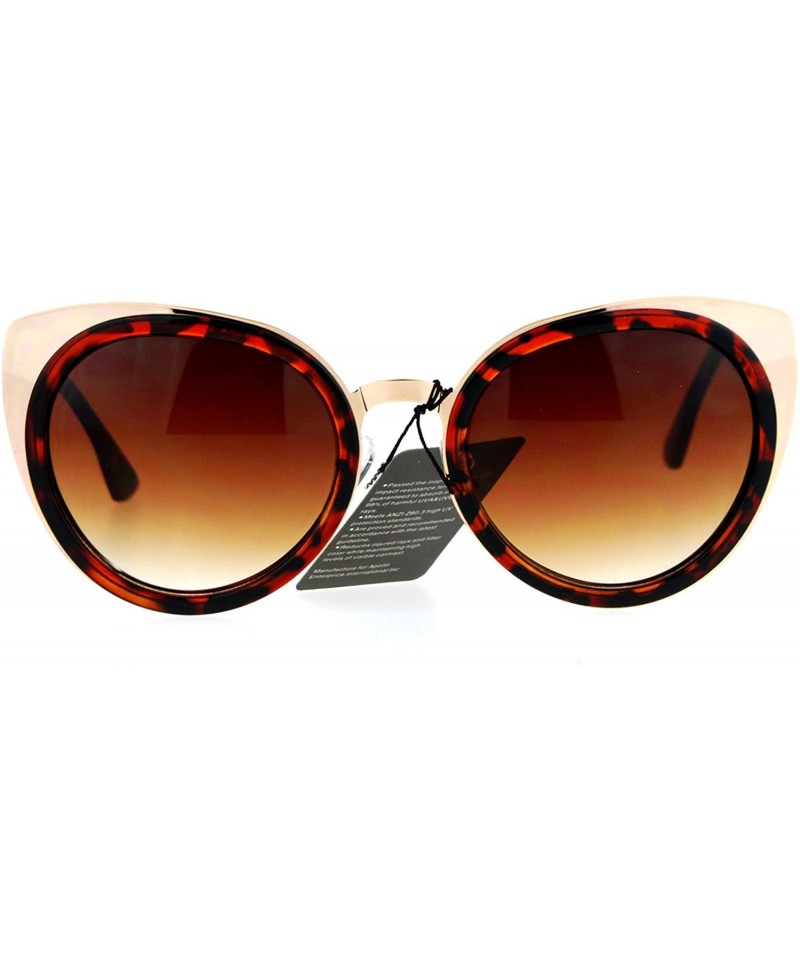 Cat Eye Mirrored Mirror Lens Double Rim Metal Cat Eye Sunglasses - Gold Tortoise - CY12IGSR8JP $12.11