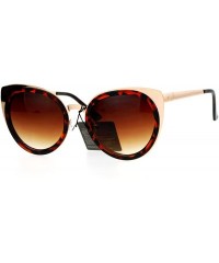 Cat Eye Mirrored Mirror Lens Double Rim Metal Cat Eye Sunglasses - Gold Tortoise - CY12IGSR8JP $12.11