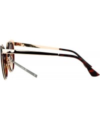 Cat Eye Mirrored Mirror Lens Double Rim Metal Cat Eye Sunglasses - Gold Tortoise - CY12IGSR8JP $12.11