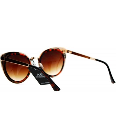 Cat Eye Mirrored Mirror Lens Double Rim Metal Cat Eye Sunglasses - Gold Tortoise - CY12IGSR8JP $12.11