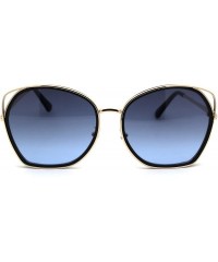 Butterfly Womens Luxury Diva Double Rim Butterfly Designer Sunglasses - Gold Black Blue - CA18AH99RMW $15.35