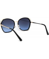 Butterfly Womens Luxury Diva Double Rim Butterfly Designer Sunglasses - Gold Black Blue - CA18AH99RMW $15.35