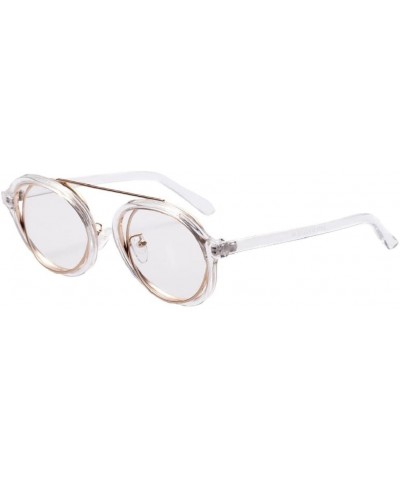 Aviator Round Frame Sunglasses - Fashion Men Women Retro Vintage UV 400 Glasses (Clear) - Clear - CQ18E4UXRH7 $7.26