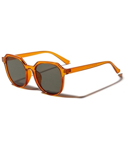 Square 2019 fashion retro wild transparent square unisex sunglasses - Orange - CN18L4W7QM5 $23.93