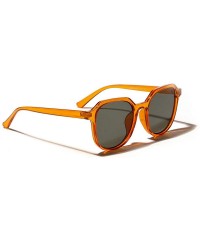 Square 2019 fashion retro wild transparent square unisex sunglasses - Orange - CN18L4W7QM5 $9.83