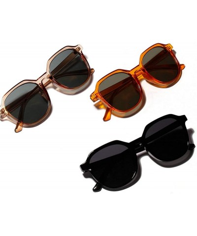 Square 2019 fashion retro wild transparent square unisex sunglasses - Orange - CN18L4W7QM5 $9.83