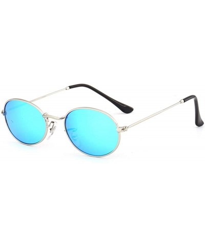 Oval Classic Oval Mirrored Polarized light Sunglasses with Flat Lens Metal Frame with Spring Hinges for Men Women - CA18THNET...