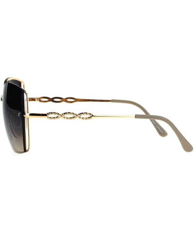 Butterfly Womens Butterfly Rimless Jewel Arm Squared Metal Sunglasses - Gold Brown Beige - CA17XWK80Q8 $12.57