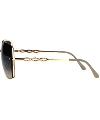 Butterfly Womens Butterfly Rimless Jewel Arm Squared Metal Sunglasses - Gold Brown Beige - CA17XWK80Q8 $12.57