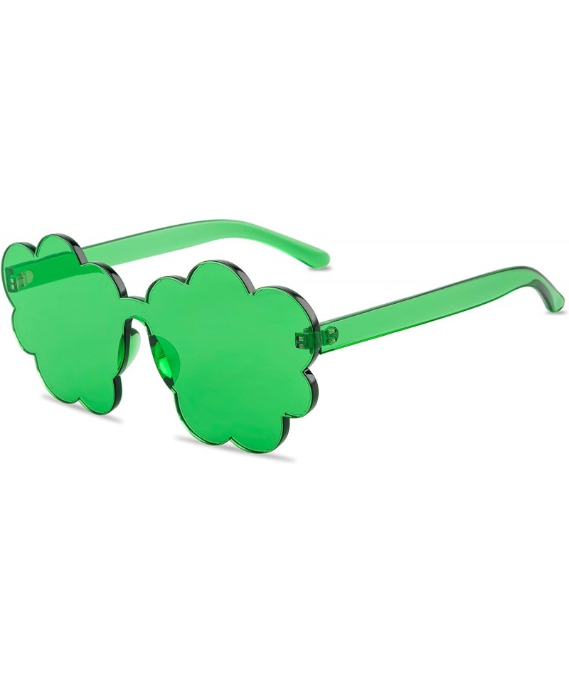 Oversized One Piece Rimless Sunglasses Transparent Candy Color Tinted Cloud shape Eyewear - Green - CI1945MAOOT $11.55