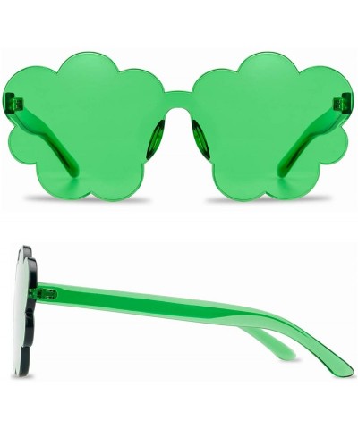 Oversized One Piece Rimless Sunglasses Transparent Candy Color Tinted Cloud shape Eyewear - Green - CI1945MAOOT $11.55