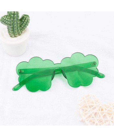 Oversized One Piece Rimless Sunglasses Transparent Candy Color Tinted Cloud shape Eyewear - Green - CI1945MAOOT $11.55