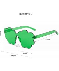 Oversized One Piece Rimless Sunglasses Transparent Candy Color Tinted Cloud shape Eyewear - Green - CI1945MAOOT $11.55