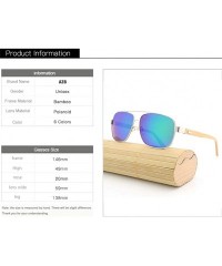 Rectangular Handmade Bamboo Feet Glasses European and American Style Metal Farme sunglasses - Blue - C918H6YC4AK $15.59