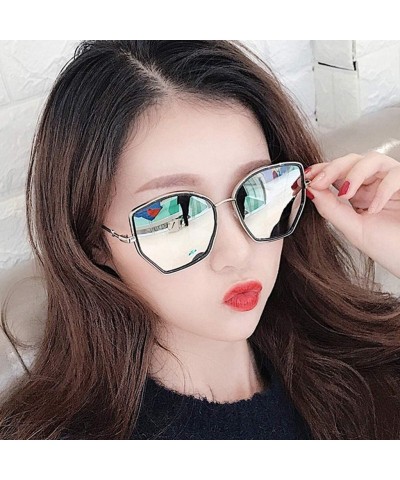 Square Oversized Sunglasses Irregular Accessory - Silver - CR199L6IG0M $8.35