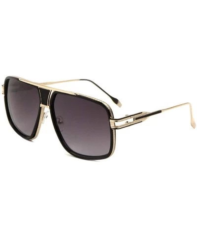 Aviator Art Deco Metal Cut Out Modern Square Aviator Sunglasses - Smoke - CC190KCUQTO $26.56