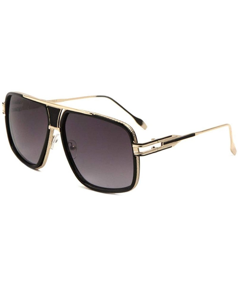 Art Deco Metal Cut Out Modern Square Aviator Sunglasses - Smoke ...