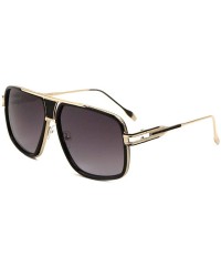 Aviator Art Deco Metal Cut Out Modern Square Aviator Sunglasses - Smoke - CC190KCUQTO $15.23