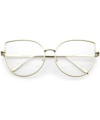 Oversized Women's Oversize Metal Frame Slim Arms Flat Lens Cat Eye Glasses 59mm - Matte Gold / Clear - CD187I0DHZT $14.21