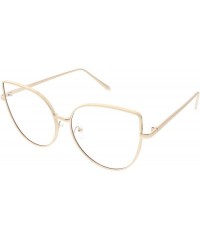 Oversized Women's Oversize Metal Frame Slim Arms Flat Lens Cat Eye Glasses 59mm - Matte Gold / Clear - CD187I0DHZT $14.21