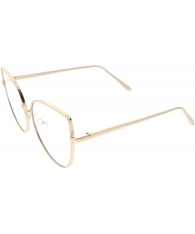 Oversized Women's Oversize Metal Frame Slim Arms Flat Lens Cat Eye Glasses 59mm - Matte Gold / Clear - CD187I0DHZT $14.21