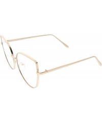 Oversized Women's Oversize Metal Frame Slim Arms Flat Lens Cat Eye Glasses 59mm - Matte Gold / Clear - CD187I0DHZT $14.21