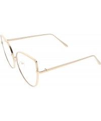 Oversized Women's Oversize Metal Frame Slim Arms Flat Lens Cat Eye Glasses 59mm - Matte Gold / Clear - CD187I0DHZT $14.21