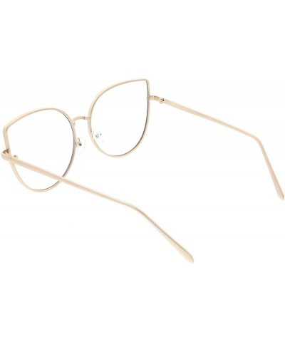 Oversized Women's Oversize Metal Frame Slim Arms Flat Lens Cat Eye Glasses 59mm - Matte Gold / Clear - CD187I0DHZT $14.21