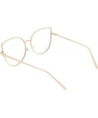 Oversized Women's Oversize Metal Frame Slim Arms Flat Lens Cat Eye Glasses 59mm - Matte Gold / Clear - CD187I0DHZT $14.21