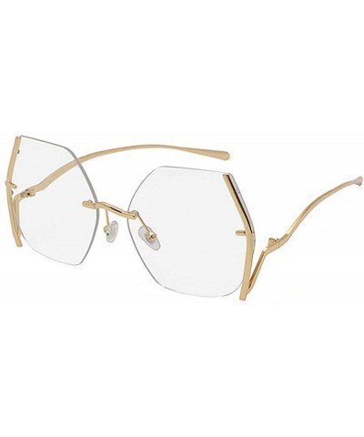 Rimless Irregular Sunglasses Designer Oversized Gradient - Clear - C3192AZWXIG $23.04