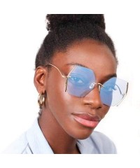 Rimless Irregular Sunglasses Designer Oversized Gradient - Clear - C3192AZWXIG $9.22