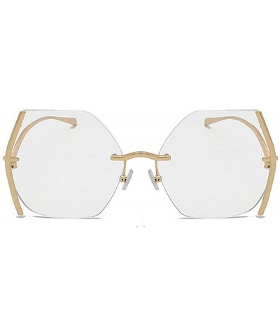 Rimless Irregular Sunglasses Designer Oversized Gradient - Clear - C3192AZWXIG $9.22