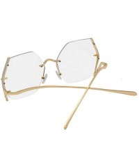 Rimless Irregular Sunglasses Designer Oversized Gradient - Clear - C3192AZWXIG $9.22