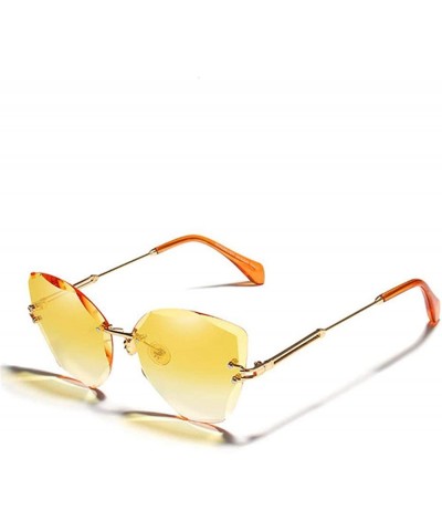 Rimless Ms. fashion sunglasses designed aluminum frame rimless sunglasses brand designer Classic - Yellow Gradient - C41982YN...