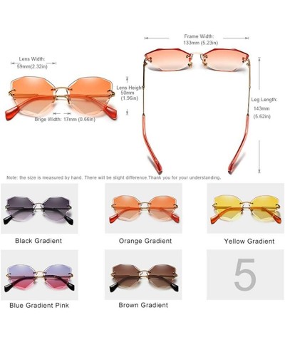 Rimless Ms. fashion sunglasses designed aluminum frame rimless sunglasses brand designer Classic - Yellow Gradient - C41982YN...