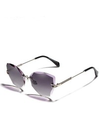 Rimless Ms. fashion sunglasses designed aluminum frame rimless sunglasses brand designer Classic - Yellow Gradient - C41982YN...