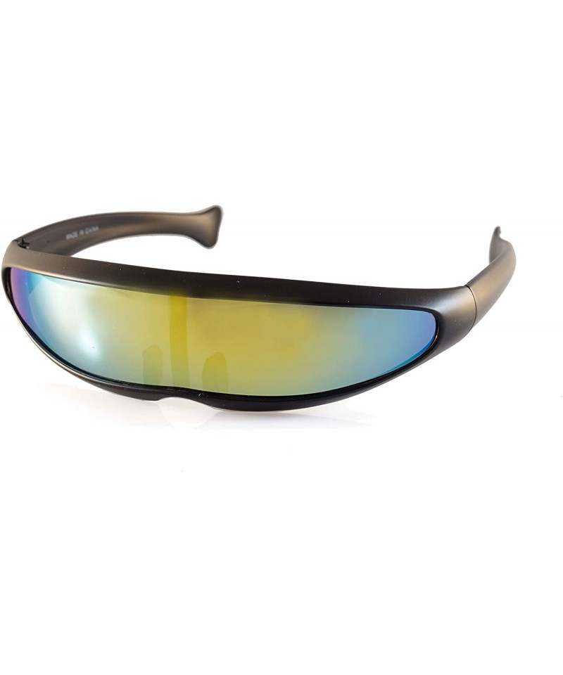 Shield Futuristic Mirror Mono Lens Cyber Robot Sunglasses A273 - Black Yellow Rv - C118RT6L9U6 $13.24