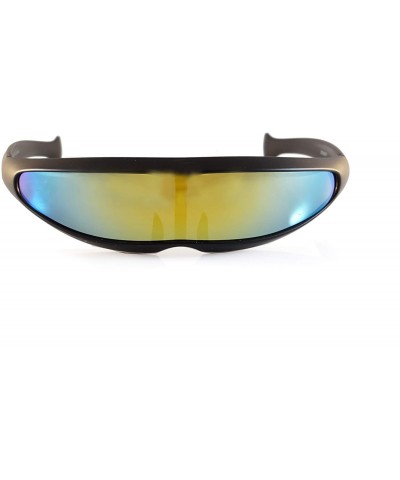 Shield Futuristic Mirror Mono Lens Cyber Robot Sunglasses A273 - Black Yellow Rv - C118RT6L9U6 $13.24