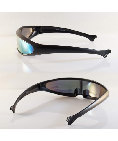 Shield Futuristic Mirror Mono Lens Cyber Robot Sunglasses A273 - Black Yellow Rv - C118RT6L9U6 $13.24