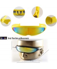 Shield Futuristic Mirror Mono Lens Cyber Robot Sunglasses A273 - Black Yellow Rv - C118RT6L9U6 $13.24