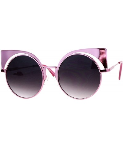 Round Unique Runway Round Circle Lens Cateye Goth Sunglasses Pink - C112K07S8B7 $13.31