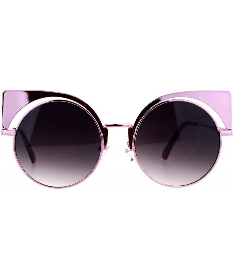 Unique Runway Round Circle Lens Cateye Goth Sunglasses Pink - C112K07S8B7