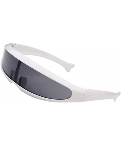 Shield Futuristic Cyclops Sunglasses For Children Cosplay Narrow Cyclops Party Favor Shield Wrap Glasses - White - CF189OLG42...