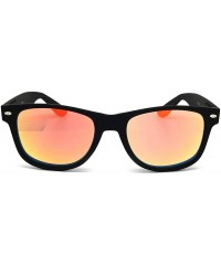 Oversized 97800-1 Premium Soft Horned Rim Matte Finish Mirror Retro Sunglasses - Black/ Red Gold - C218OEM78NU $15.58