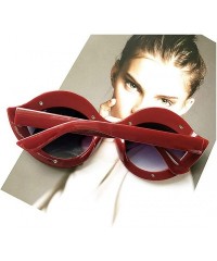 Oversized Lip Shape Frame Sparkling Crystal Sunglasses UV Protection Rhinestone Sunglasses - Red Frame Gray Lens - C318ZYMHW5...