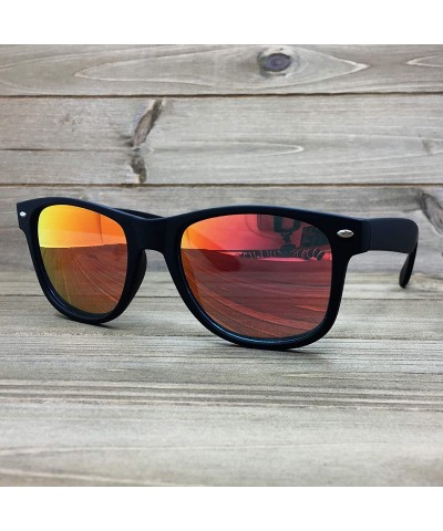 Oversized 97800-1 Premium Soft Horned Rim Matte Finish Mirror Retro Sunglasses - Black/ Red Gold - C218OEM78NU $15.58