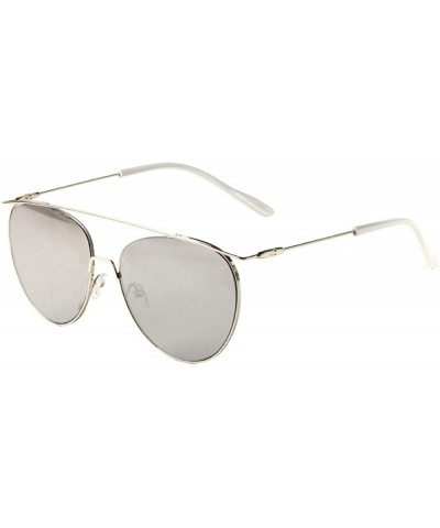 Aviator Semi Rimless Flat Thin Frame Elongated Ear Piece Sunglasses - Grey Silver - CQ197XQ6MMW $25.80