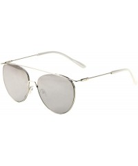 Aviator Semi Rimless Flat Thin Frame Elongated Ear Piece Sunglasses - Grey Silver - CQ197XQ6MMW $14.84