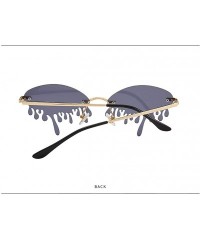 Rimless Rimless Sunglasses Women fashion Unique Tears Shape Steampunk Sunglasses - Black - CV199AZRQWT $14.07