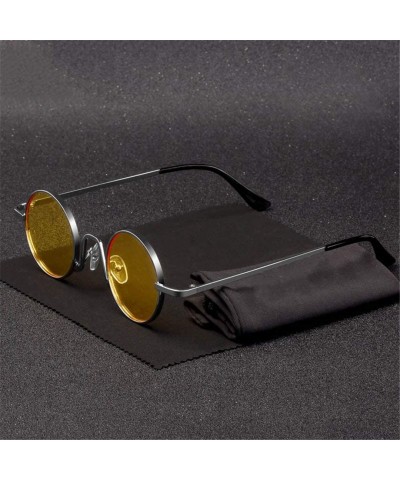 Round Vintage Sunglasses Hip Hop Eyewear Silver - N4 Silver Yellow - CW18WTAQERN $56.01